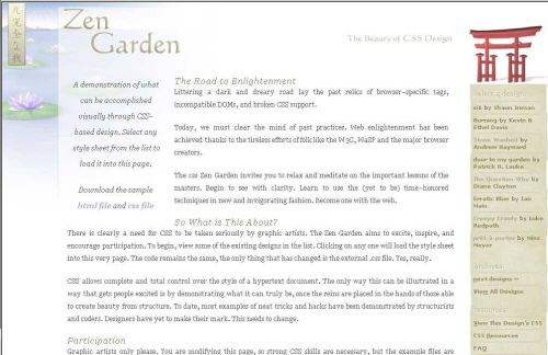 Image of the Zen Garden Website